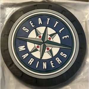 Seattle Mariners MLB Car Coasters Black Trim With Blue, White And Gray New